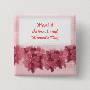 Roses International Women's Day 2 Inch Square Button