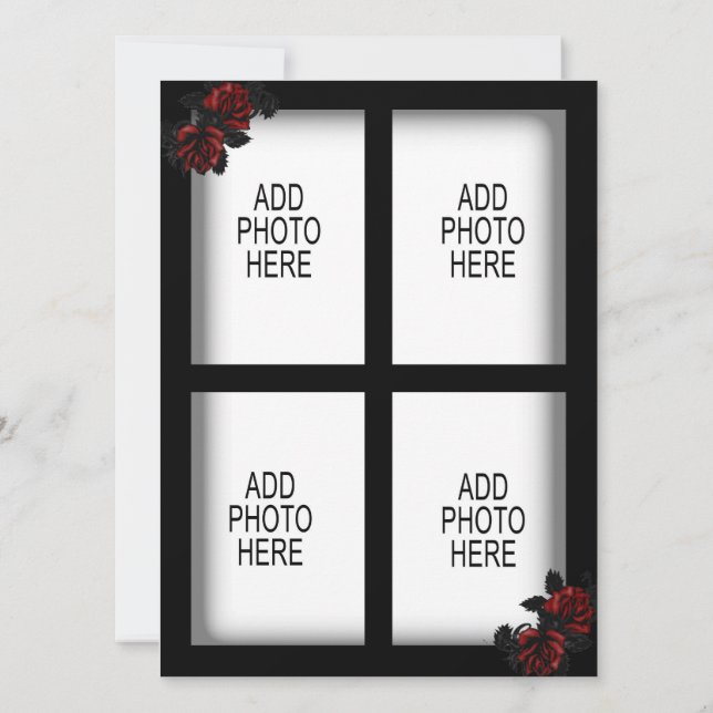  Roses Iron Gate Goth Add Four Images Invitation (Back)