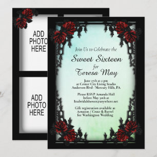 Roses Iron Gate Goth Add Four Images Sea Green Invitation