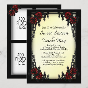 Roses Iron Gate Goth Add Four Images Yellow Invitation