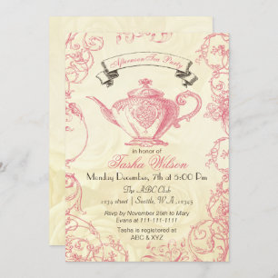 Roses ivoire rose vintage après-midi Invitations t