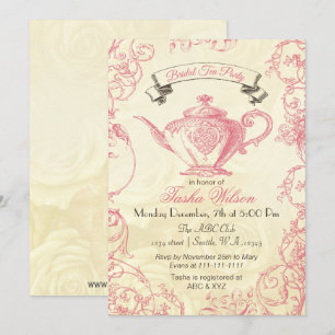 Roses ivoiriens vintages Invitations de thé nuptia