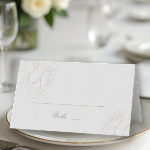 Roses Ivory Faux Embossed Formal Classic Wedding Place Card