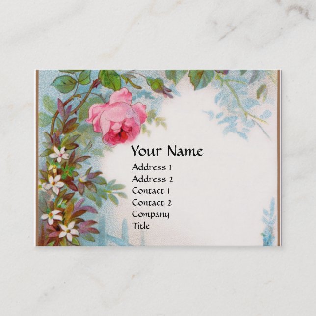 ROSES & JASMINES MONOGRAM GEM fuchsia white Business Card (Front)