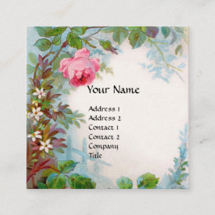 ROSES & JASMINES MONOGRAM GEM orange white Square Business Card
