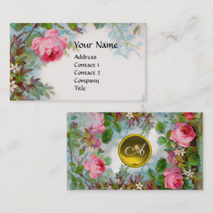 ROSES & JASMINES MONOGRAM GEM yellow white Business Card