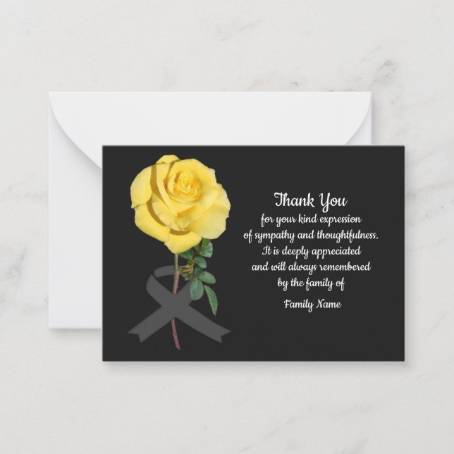 Roses Jaunes Après Les Funérailles Merci Cartes (Devant)