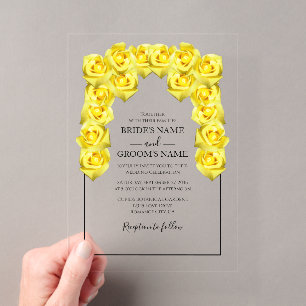 Roses Jaunes Rustiques Invitations de mariage