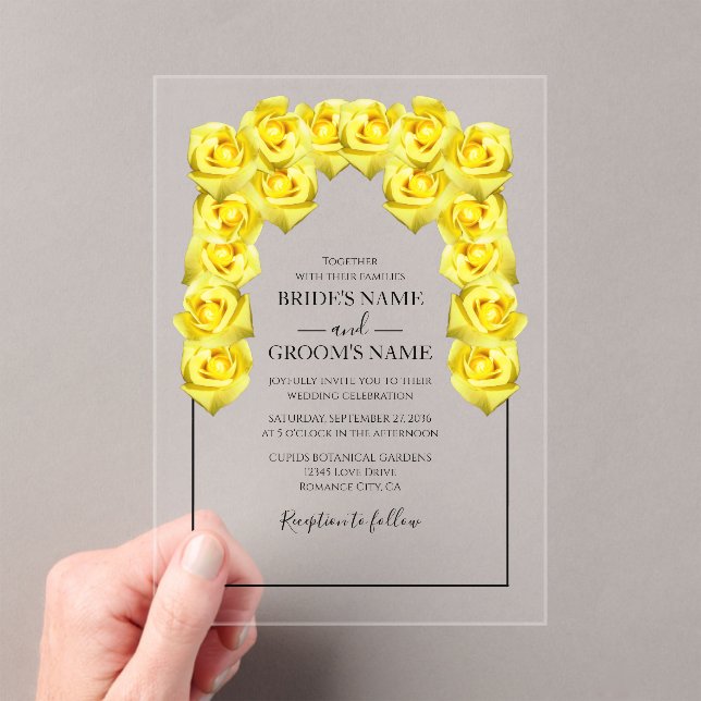 Roses Jaunes Rustiques Invitations de mariage (In situ (ordinateur de poche))