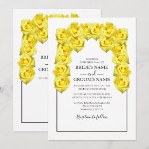 Roses Jaunes Rustiques Invitations de mariage