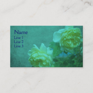 Roses Jaunes Sur Carte de visite Floral Turquoise