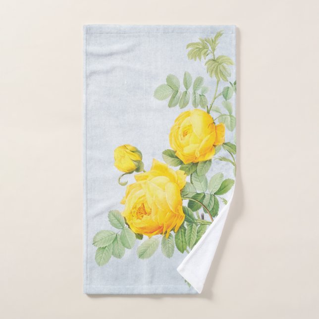 Roses Jaunes sur Gris Perdu (Serviette à main)