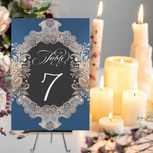Roses & Lace - Blue Table Number