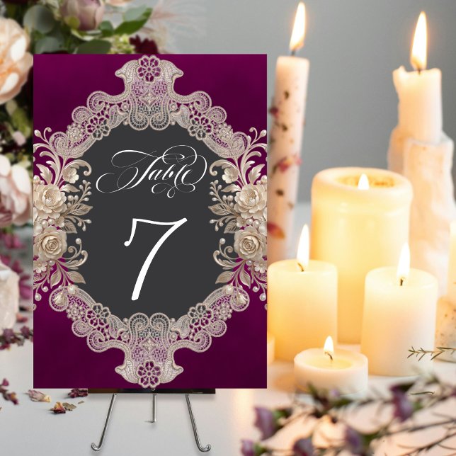 Roses & Lace - Plum Table Number (Creator Uploaded)