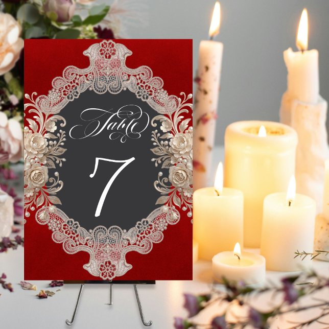 Roses & Lace - Red Table Number (Creator Uploaded)