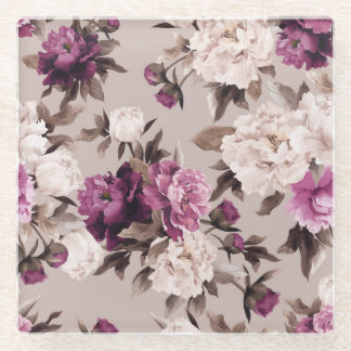 Roses Light Background: Vintage Watercolor Glass Coaster