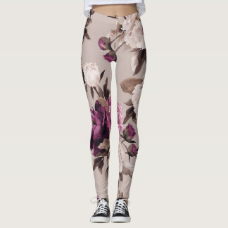 Roses Light Background: Vintage Watercolor Leggings