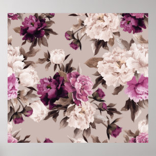 Roses Light Background: Vintage Watercolor Poster