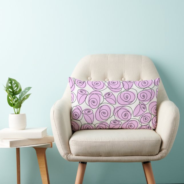 Roses Lilac lumbar striped back Pillow (Chair)