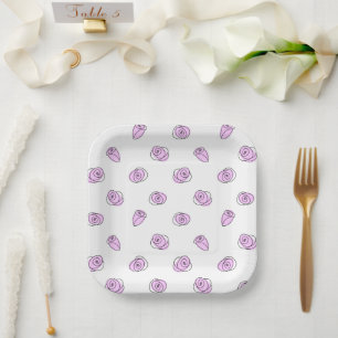 Roses Lilac Multi square Paper Plate