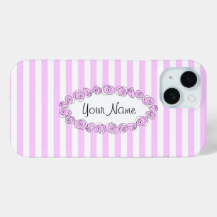 Roses Lilac Name striped iPhone case horizontal