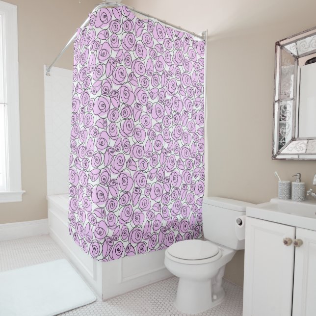 Roses Lilac shower curtain (In Situ)