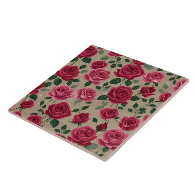 Roses Linen Beautiful Modern Collection Tile (Side)