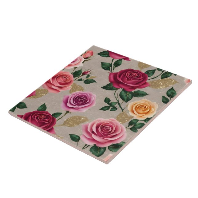 Roses Linen Beautiful Trendy Collection Tile (Side)