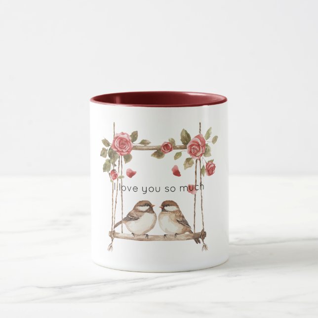 Roses Love Birds on Swing Mug (Center)