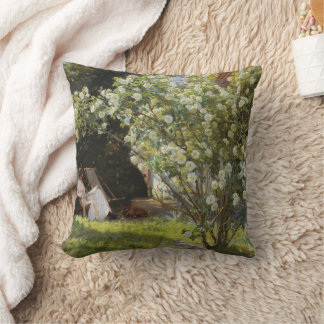 Roses. Marie Krøyer seated in the deckchair Throw Pillow