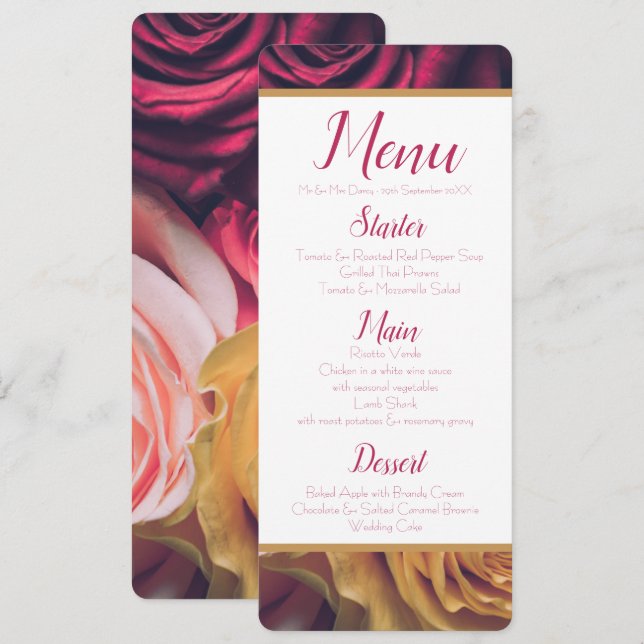 Roses Menu Invitation (Front/Back)