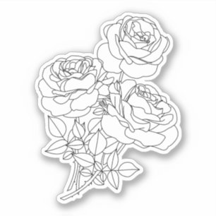 Roses Minimal Line Art Drawing