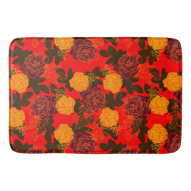 Roses modern bold red  bath mat (Front)