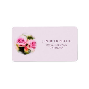 Roses Modern Design Floral Art Flowers Address Label