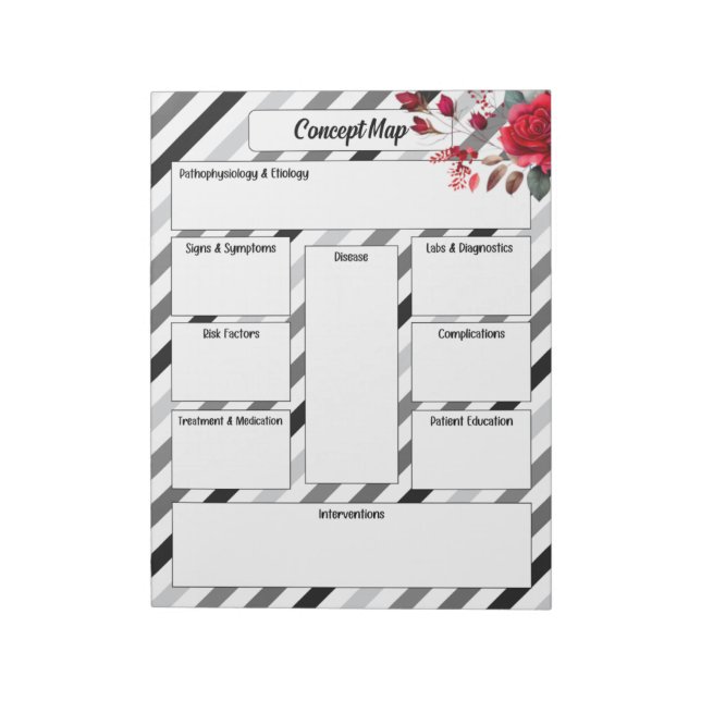 Roses n Stripes _ Concept Map Notepad (Rotated)