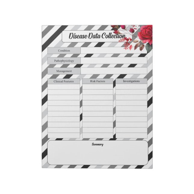 Roses n Stripes _ Disease Data Collection Notepad (Rotated)