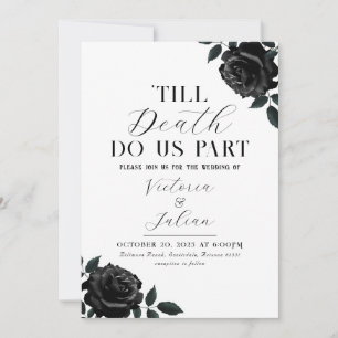 Roses noires gothique Invitation de mariage