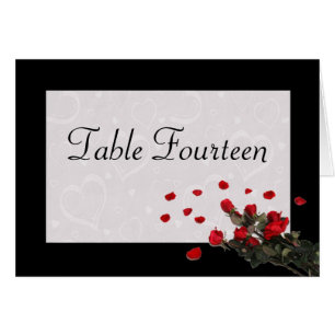 Roses noirs et rouges - cartes de nombre de table