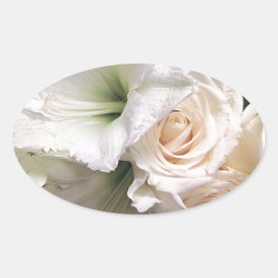 Roses of Love Lilies of Life_ Oval Sticker