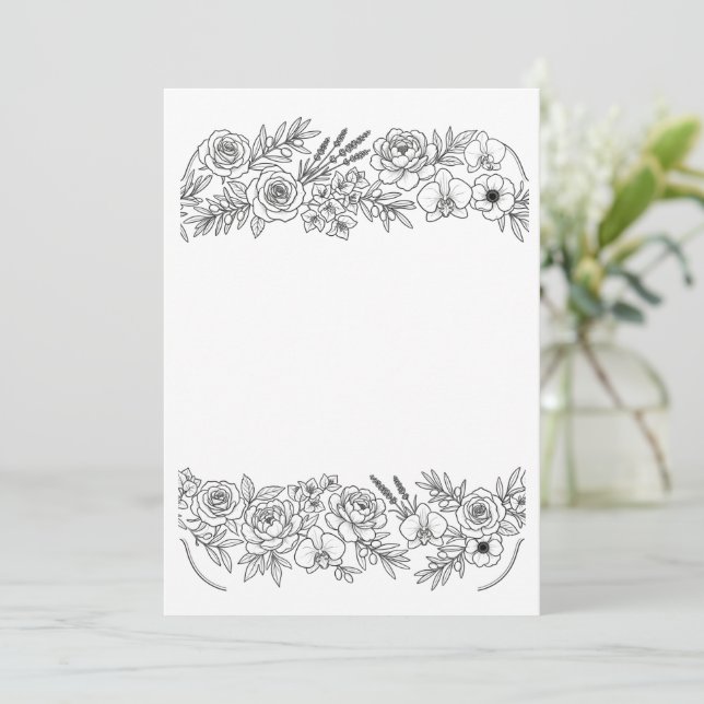 Roses, Olive Branches and Lavender Invitation (Standing Front)
