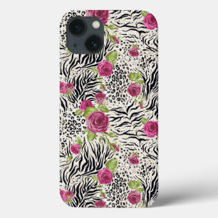 Roses On Animal Pattern iPhone 13 Case