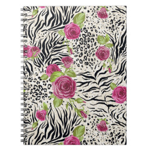Roses On Animal Pattern Notebook