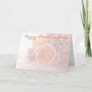 Roses on embroidered fabric Mother's Day Card