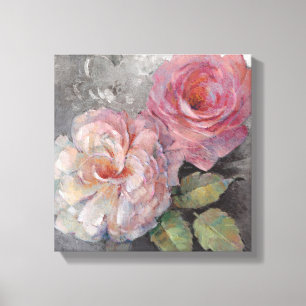 Roses on Grey Canvas Print