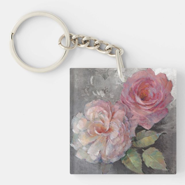 Roses on Grey Keychain (Front)