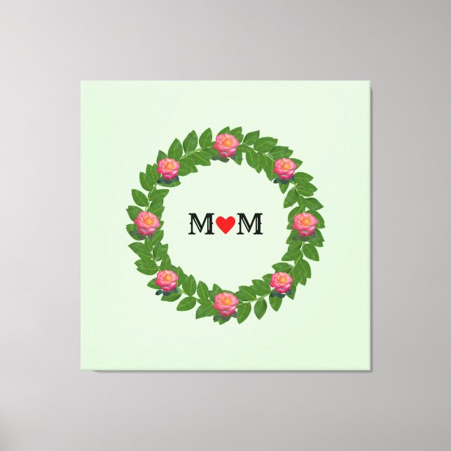 Roses on Laurel  Wreath Canvas Print (Front)