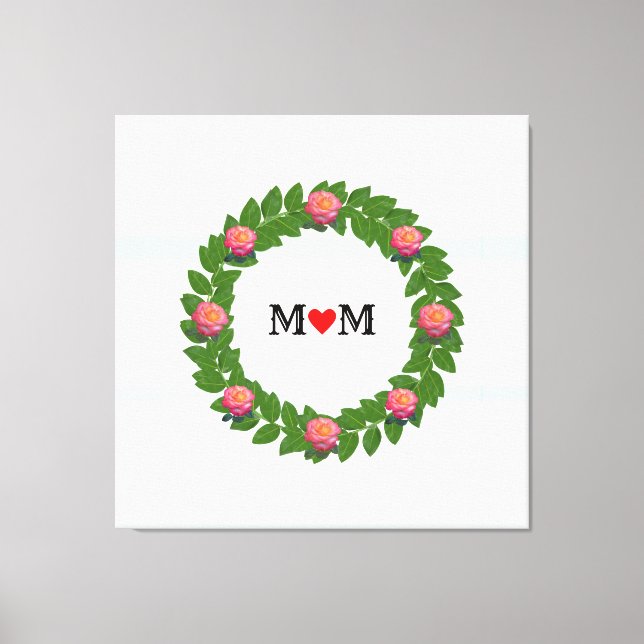 Roses on Laurel  Wreath Canvas Print (Front)