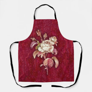 Roses on Red Textured Background Apron