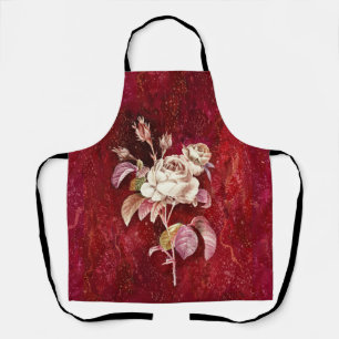 Roses on Red Textured Background Apron