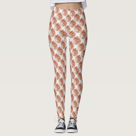 Roses on White Pattern Leggings